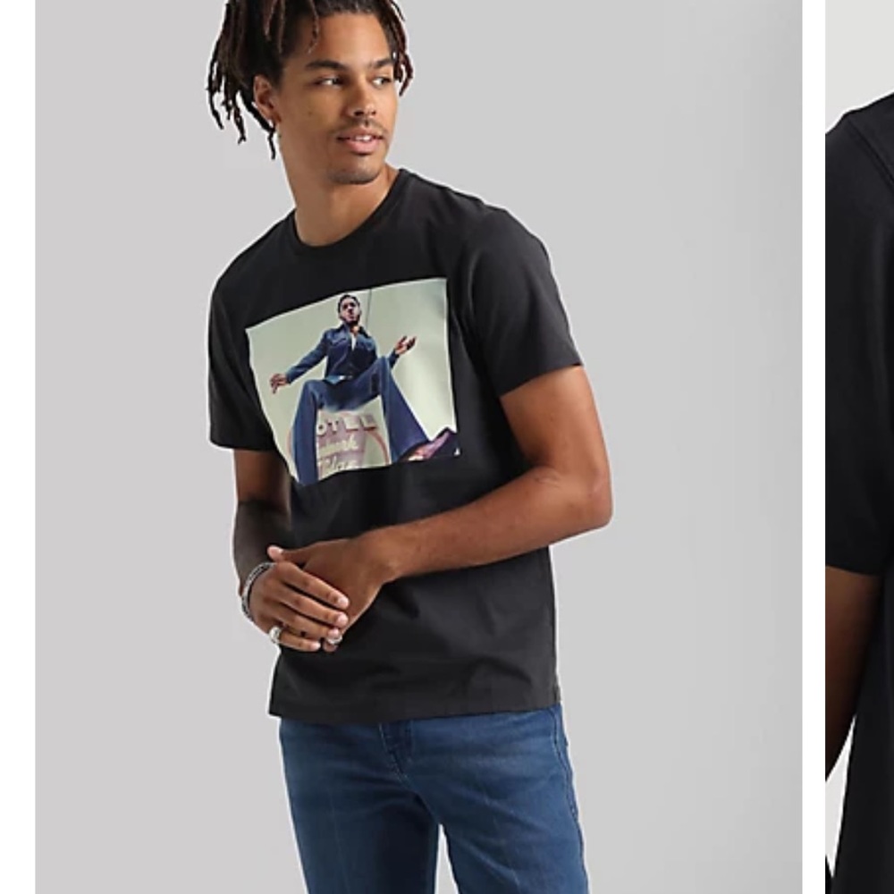 NWT WRANGLER X LEON BRIDGES MEN'S GRAPHIC T-SHIRT IN FADED BLACK